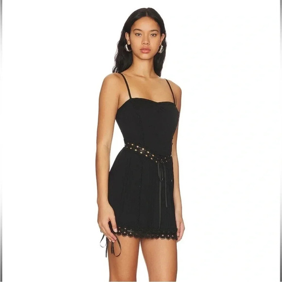For love & Lemons black Sistine with ribbon mini dress - Picture 3 of 14